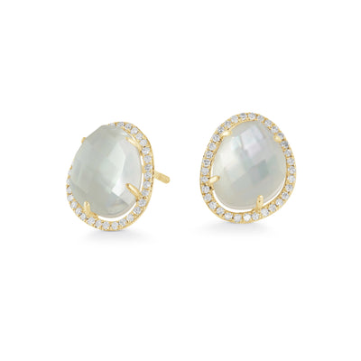 Mother of Pearl and Topaz doublet Stud - Miss Mimi
