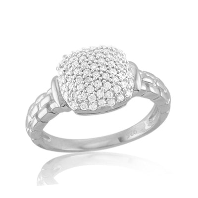 Square pave dome ring with detail band - Miss Mimi
