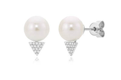 Freshwater pearl with diamond stud earring - Miss Mimi