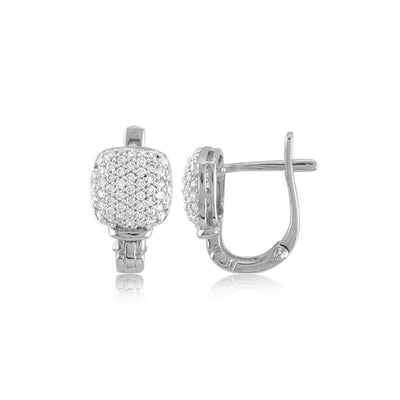 Square pave dome earrings with detail post - Miss Mimi